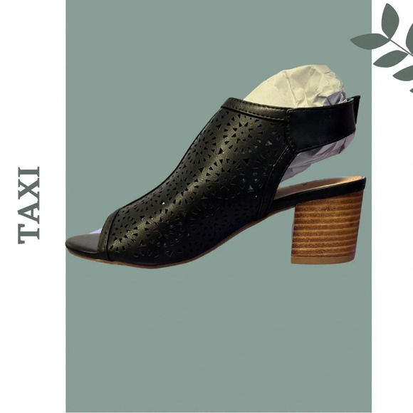 🛍️3/$40 Taxi Heidi-02 Open Toe Block Heel Black Sandal Velcro Closire - Picture 3 of 5
